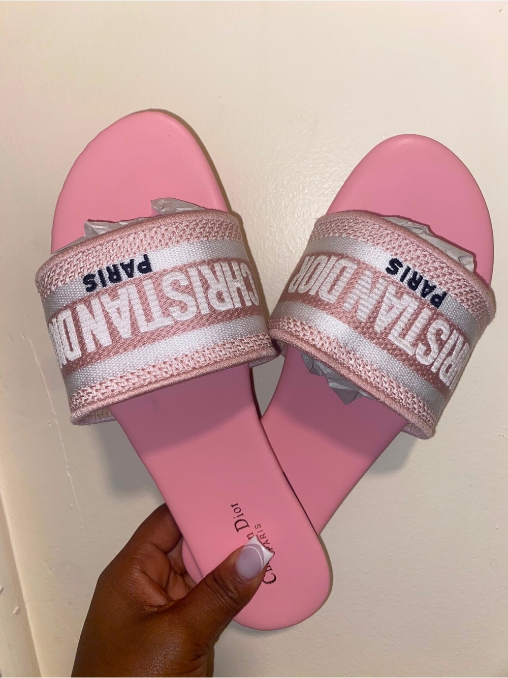 Dior Pink Kids' Branded Slide Sandals